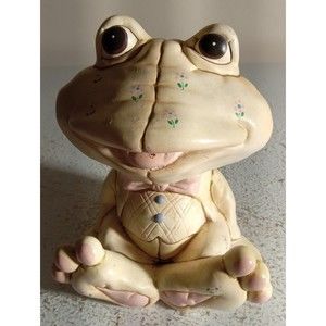 Vintage 1987 Coin Bank by Geo Lefton Porcelain Frog